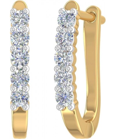 1/2 Carat Natural Diamond Hoop Earrings in 10K Gold or 950 Platinum Yellow Gold $106.95 Earrings