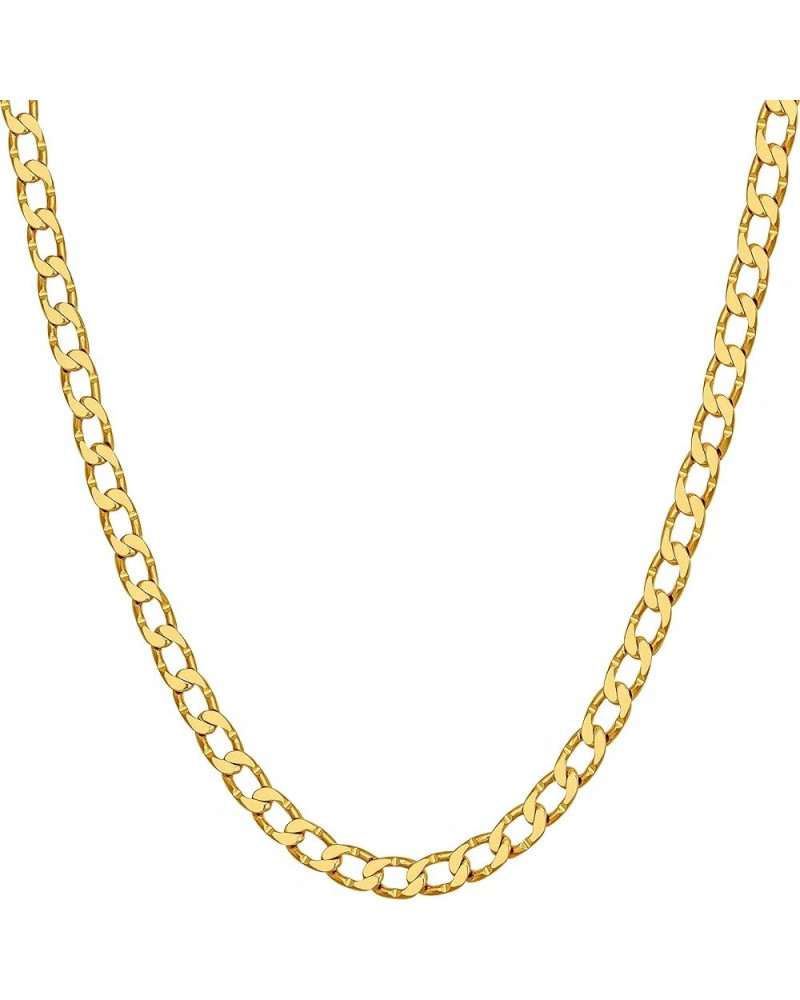 Diamond Cut Edge Curb Link Chain Necklace 24k Real Gold Plated 22 inches 3mm Gold $31.56 Necklaces