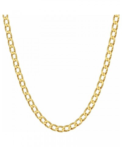 Diamond Cut Edge Curb Link Chain Necklace 24k Real Gold Plated 22 inches 3mm Gold $31.56 Necklaces