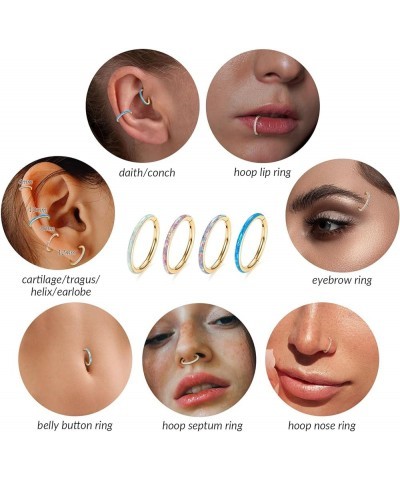 316L Surgical Steel Nose Ring Hoop Opal Cartilage Earring Conch Daith Rook Orbital Helix Daith Tragus Piercing Jewelry Cartil...