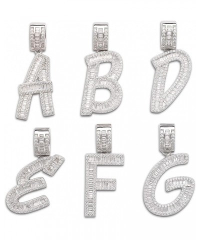 Letter Pendant in .925 Sterling Silver w. CZ Baguette Stones V $32.12 Pendants