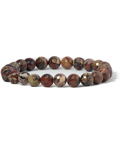 Gemstone Beaded Stretch Bracelet 8mm Round Beads 7 Red Brecciated Jasper Faceted $8.39 Bracelets