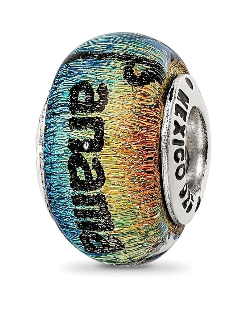 Orange Dichroic Glass Sterling Silver Panama City Palm Tree Bead Charm $28.31 Bracelets