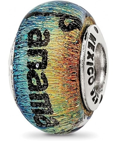 Orange Dichroic Glass Sterling Silver Panama City Palm Tree Bead Charm $28.31 Bracelets