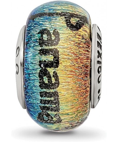 Orange Dichroic Glass Sterling Silver Panama City Palm Tree Bead Charm $28.31 Bracelets