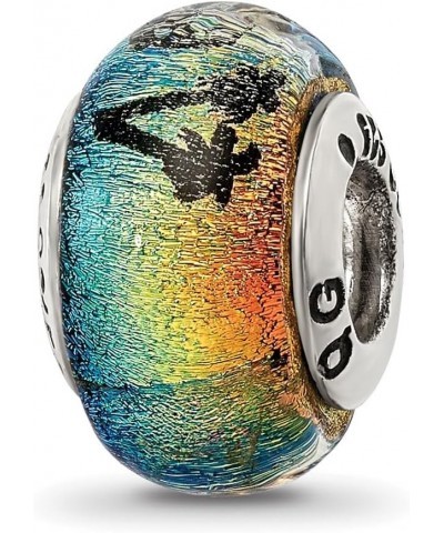 Orange Dichroic Glass Sterling Silver Panama City Palm Tree Bead Charm $28.31 Bracelets