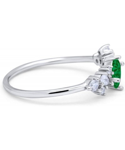 4mm Art Deco Wedding Band Ring Oval Marquise Round Simulated Cubic Zirconia 925 Sterling Silver Simulated Green Emerald CZ $9...