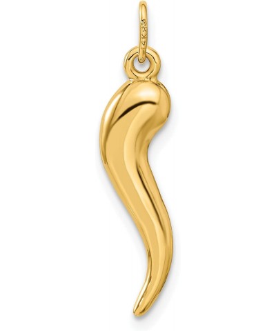 Solid 10k Yellow Gold 3D Italian Horn Charm - 25mm $24.50 Bracelets