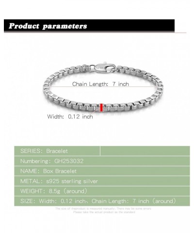 925 Sterling Silver Bracelet Men Women Teen Boy Girls 3MM Square Rolo Link Round Box Chain 6.3" 6.7" 7" 7.5" 8" 8.5" 9" Bangl...