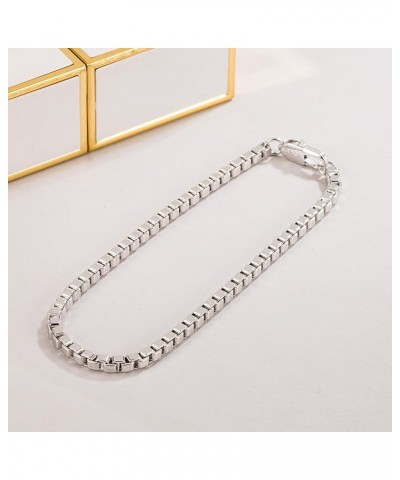 925 Sterling Silver Bracelet Men Women Teen Boy Girls 3MM Square Rolo Link Round Box Chain 6.3" 6.7" 7" 7.5" 8" 8.5" 9" Bangl...