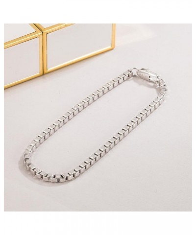 925 Sterling Silver Bracelet Men Women Teen Boy Girls 3MM Square Rolo Link Round Box Chain 6.3" 6.7" 7" 7.5" 8" 8.5" 9" Bangl...