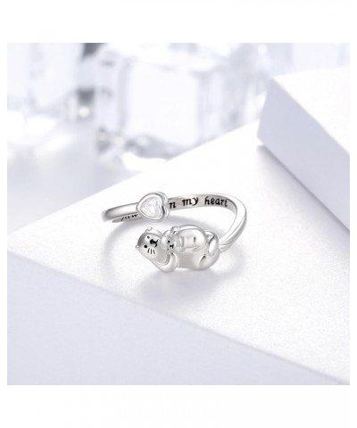 925 Sterling Silver Sea Otter Ring Always in My Heart Mother Daughter Rings Animal Jewelry Gifts for Women Girls Sea Otter $1...