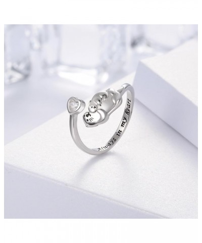 925 Sterling Silver Sea Otter Ring Always in My Heart Mother Daughter Rings Animal Jewelry Gifts for Women Girls Sea Otter $1...