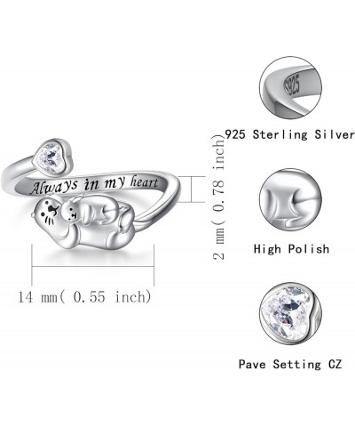 925 Sterling Silver Sea Otter Ring Always in My Heart Mother Daughter Rings Animal Jewelry Gifts for Women Girls Sea Otter $1...