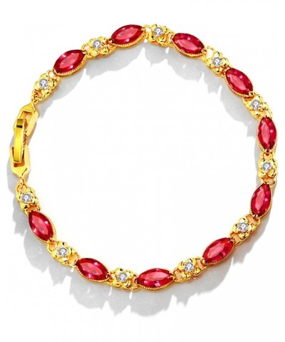 Gold Tennis Bracelet for Women Red Cubic Zirconia Bracelet for Women | Size 7"+1" Extender $10.79 Bracelets