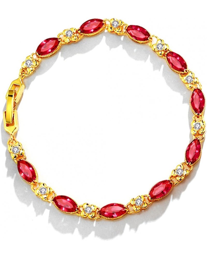 Gold Tennis Bracelet for Women Red Cubic Zirconia Bracelet for Women | Size 7"+1" Extender $10.79 Bracelets