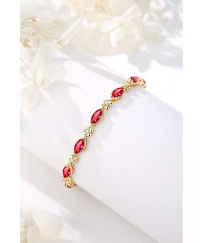 Gold Tennis Bracelet for Women Red Cubic Zirconia Bracelet for Women | Size 7"+1" Extender $10.79 Bracelets