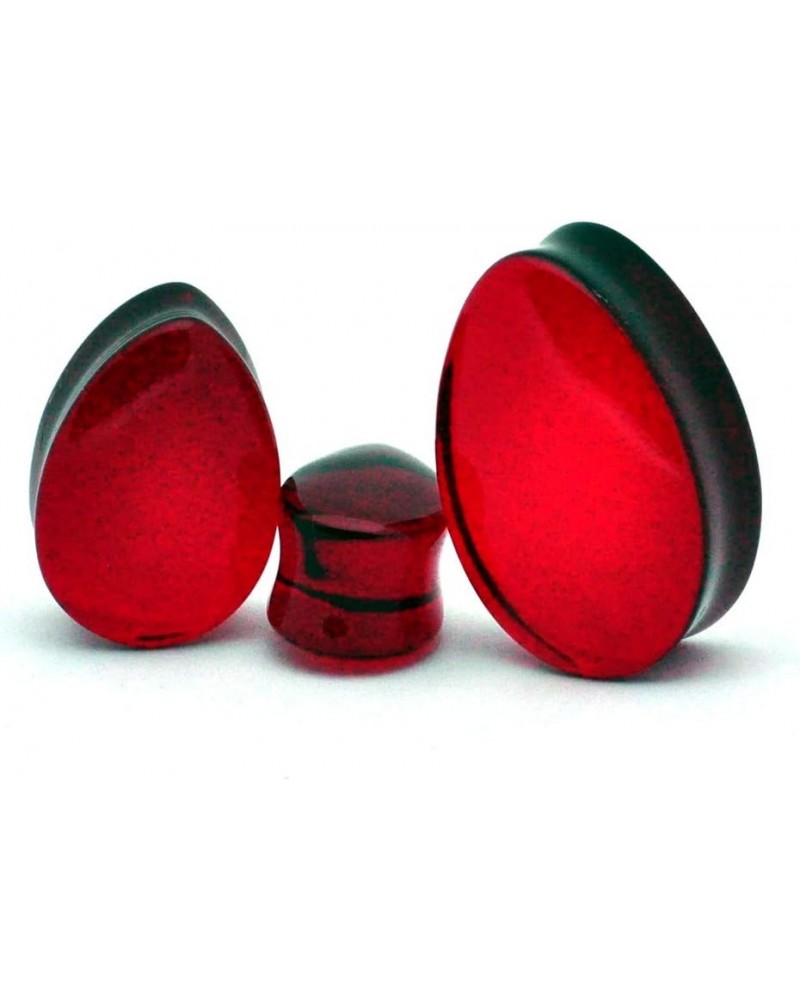 Pair of Red Glass Teardrop Plugs - Sold as a Pair 00g (10mm) $9.03 Body Jewelry