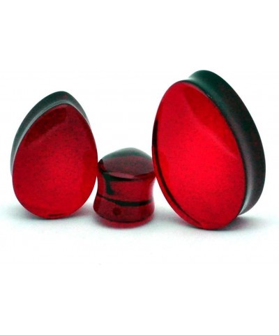 Pair of Red Glass Teardrop Plugs - Sold as a Pair 00g (10mm) $9.03 Body Jewelry