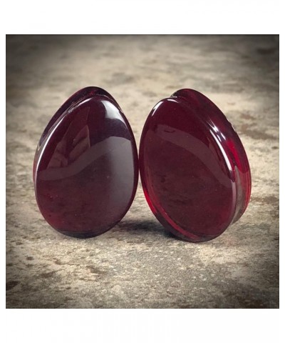 Pair of Red Glass Teardrop Plugs - Sold as a Pair 00g (10mm) $9.03 Body Jewelry