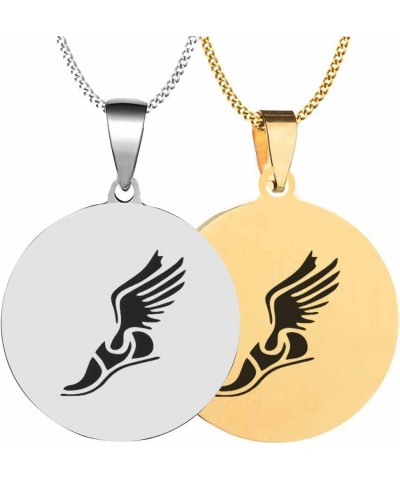 2PCS Engraved Silver Stainless Steel Pendant Necklace Chain Mens Womens Hermes Greek Messenger Of Gods Symbol Silver+Gold $6....