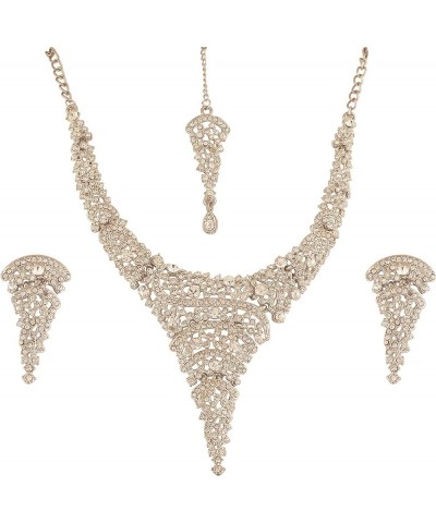 Bollywood Glamour Wedding Evening Wear Jewelry Necklace for Women D125 White $11.00 Necklaces