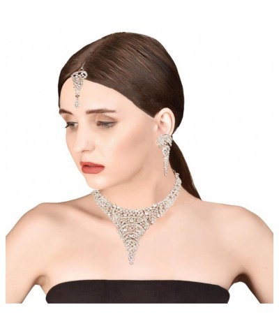 Bollywood Glamour Wedding Evening Wear Jewelry Necklace for Women D125 White $11.00 Necklaces