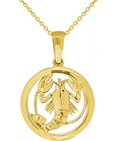 14k Yellow Gold Round Zodiac Sign Charm Horoscope Pendant Necklace (Small) 16.0 Inches Cancer $77.00 Necklaces