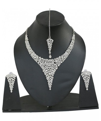 Bollywood Glamour Wedding Evening Wear Jewelry Necklace for Women D125 White $11.00 Necklaces