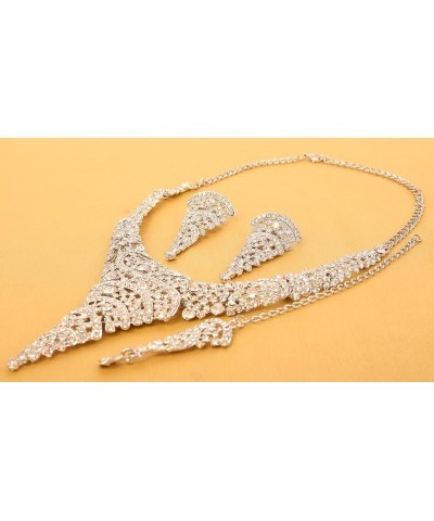 Bollywood Glamour Wedding Evening Wear Jewelry Necklace for Women D125 White $11.00 Necklaces