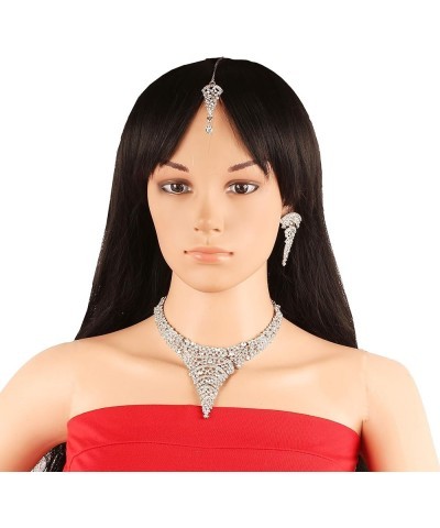 Bollywood Glamour Wedding Evening Wear Jewelry Necklace for Women D125 White $11.00 Necklaces