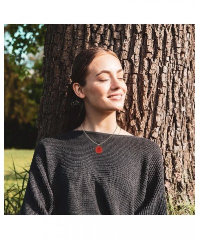 Red Carnelian Stone Pendant Necklace for Women Hamsa Hand $8.60 Necklaces