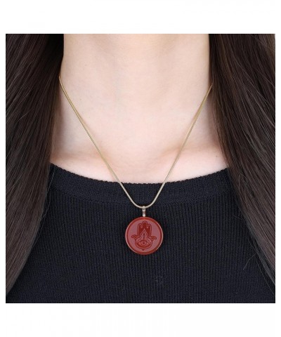 Red Carnelian Stone Pendant Necklace for Women Hamsa Hand $8.60 Necklaces