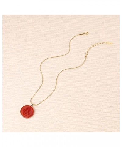 Red Carnelian Stone Pendant Necklace for Women Hamsa Hand $8.60 Necklaces