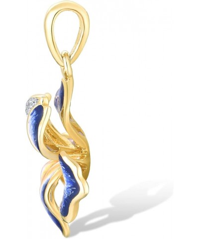 10K Solid Gold Enamel Flower Pendant Without Chain for Women Lily-Blue $52.50 Pendants