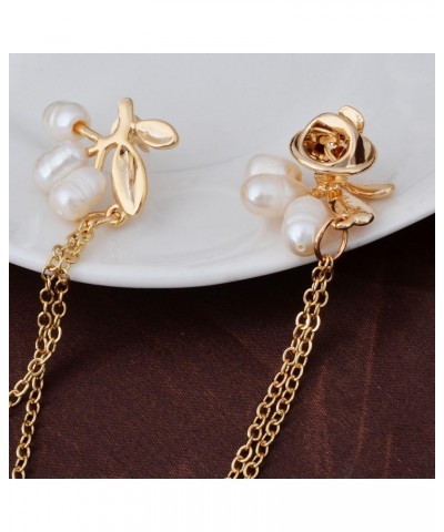 Natural Pearl Fruit Gold Leaf Flower Life Tree Brooch Pin Collar Pin Lapel Pin with Chain $10.99 Brooches & Pins