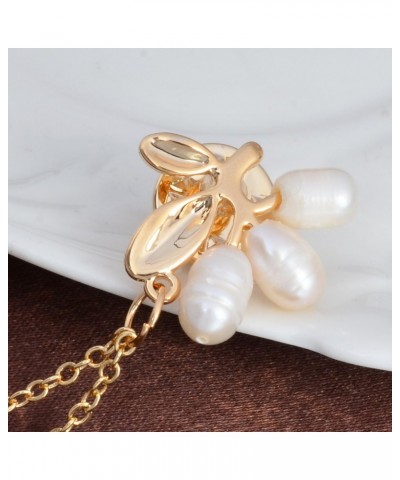 Natural Pearl Fruit Gold Leaf Flower Life Tree Brooch Pin Collar Pin Lapel Pin with Chain $10.99 Brooches & Pins