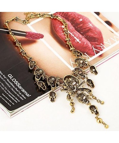 Fashion Multi-Level Pirate Skull Tassel Charm Necklace Collar Bib for Women Horror Necklace Punk Jewelry for Women Men Gold $...