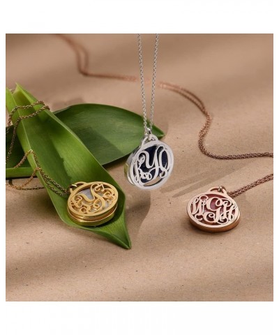 Personalized Monogram Necklace With Semi-Precious Stone - Sterling Silver 0.925, Gold & Rose Gold Plating, Vermeil - Jewelry ...