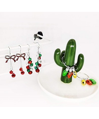 4 Pairs Christmas Earrings for Women Holiday Earrings for Girls Red Bow Knot Jingle Bell Bulbs Tree Dangle Drop Earrings Xmas...