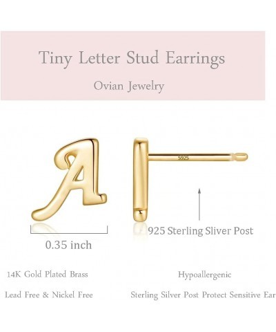 Initial Stud Earrings for Women S925 Sterling Silver Post 14K Gold Plated Tiny Letter Earrings Hypoallergenic Personalized Ea...