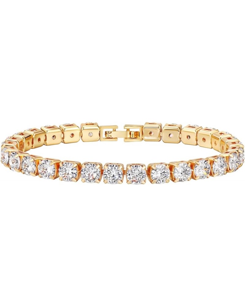 18K Gold Plated Cubic Zirconina Tennis Bracelet 3MM/4MM/5MM White Gold Plated Bracelets for Women Girls 6.5 inches Gold $7.83...