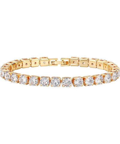 18K Gold Plated Cubic Zirconina Tennis Bracelet 3MM/4MM/5MM White Gold Plated Bracelets for Women Girls 6.5 inches Gold $7.83...