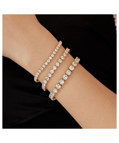 18K Gold Plated Cubic Zirconina Tennis Bracelet 3MM/4MM/5MM White Gold Plated Bracelets for Women Girls 6.5 inches Gold $7.83...