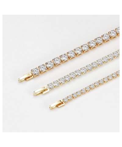 18K Gold Plated Cubic Zirconina Tennis Bracelet 3MM/4MM/5MM White Gold Plated Bracelets for Women Girls 6.5 inches Gold $7.83...