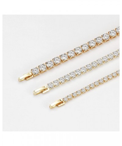 18K Gold Plated Cubic Zirconina Tennis Bracelet 3MM/4MM/5MM White Gold Plated Bracelets for Women Girls 6.5 inches Gold $7.83...