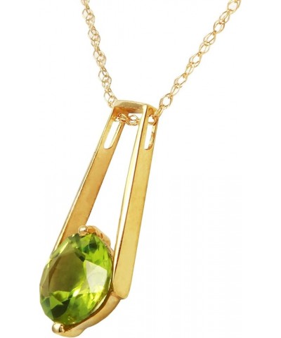 1.45 Carat 14k Solid Gold Necklace with Natural Peridot Drop Pendant 22.0 Inches $107.64 Necklaces