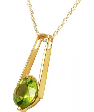 1.45 Carat 14k Solid Gold Necklace with Natural Peridot Drop Pendant 22.0 Inches $107.64 Necklaces