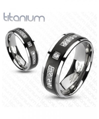 His and Her Stainless Steel 2.50 Carat Cubic Zirconia Bridal Set and Men's Titanium Wedding Band Women's Size 07 Men's Size 1...