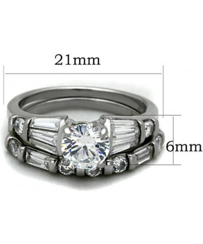 His and Her Stainless Steel 2.50 Carat Cubic Zirconia Bridal Set and Men's Titanium Wedding Band Women's Size 07 Men's Size 1...